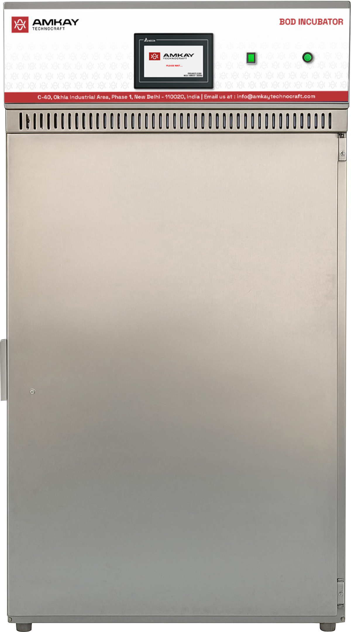 BOD incubator by Amkay Technocraft for accurate temperature regulation in biological oxygen demand testing and laboratory research.